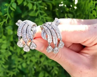 Fancy Stud Earrings, Stud Earrings, 1.3 Ct Diamond Earrings, Engagement Wedding Earrings, 14K White Gold, Gift For Women, Anniversary Gift