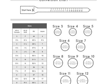 Medidor de anillos imprimible / Buscador de tamaños de anillos precisos / Herramienta de medición / Tabla internacional de tamaños de anillos / Medida de dedo / Descarga instantánea