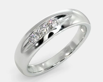 Drei-Stein-Ring, Hochzeit Simulierter Diamant Ring, 2,3 ct Rundschliff Ring, Channel Set Ring, Damenringe, personalisierte Geschenke, Hochzeitsgeschenke