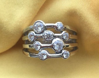 Einzigartiger streuen Ring, 1,9 Karat runder Diamantring, 14K Weißgold, Regentanz streuen Ehering, Verlobungsring, Geschenk für Freund