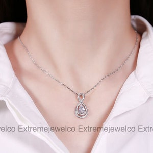 Infinity Halskette, Diamant Halskette, Weißgold Halskette, Verlobungskette, 1,84 Ct Diamant Halskette, Hochzeitsgeschenke, Benutzerdefinierter Anhänger Bild 5