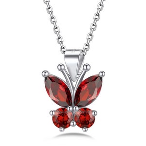 Butterfly Necklace, Daily Wear Pendant, 1.6Ct Round Cut Ruby Pendant, Gift For Kids, Pendant Without Chain, 14K White Gold, Gift For Mom zdjęcie 1