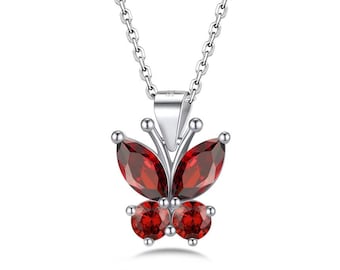 Collana a farfalla, Ciondolo, Ciondolo senza catena, Diamante a taglio rotondo da 1,6 ct, Collana nuziale, Regali per le donne, Regali per bambini, Regali di fidanzamento