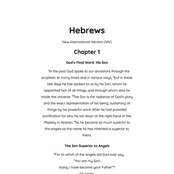 Book of Hebrews PDF - Wide Margins