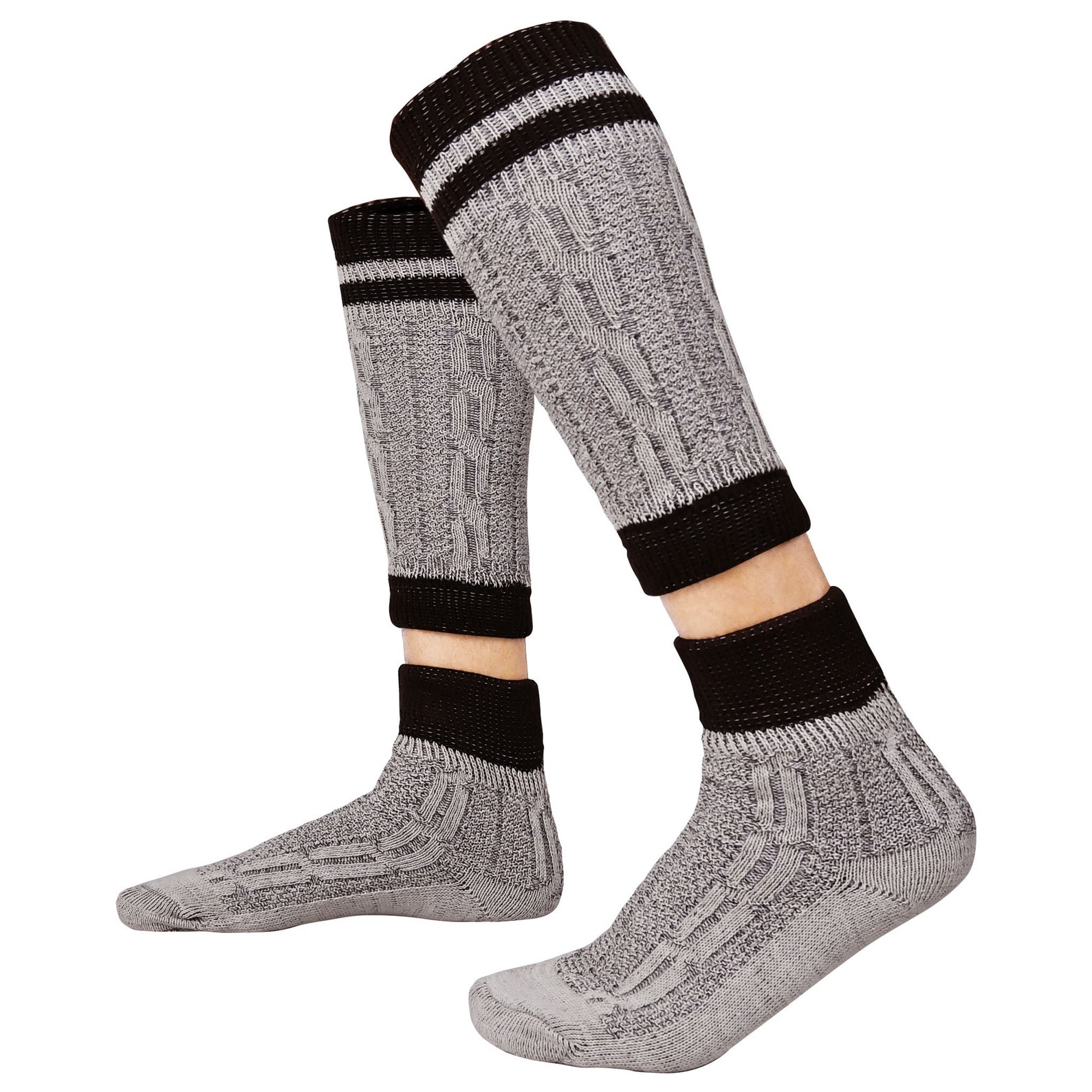Authentic Bavarian Socks Two-Piece Rustic Striped Design Oktoberfest Costume Traditional Socks