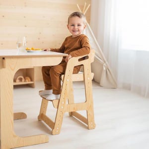 Verstelbare groeistoel voor kinderen – ergonomische stoel voor kinderen van 3-10 (grenen afwerking)