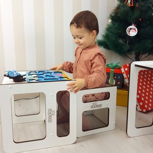 Meubles Montessori Table et chaise pour tout-petits Cube 2en1 Table de jeu de société Parfait pour apprendre et jouer Cadeau idéal pour un anniversaire et Noël. image 2