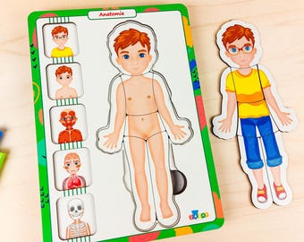 Wooden Anatomy Puzzle: Montessori Human Body Learning Toy