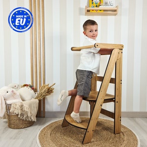 Muebles Montessori / Torre auxiliar de cocina niños / Altura ajustable / Diseño compacto / materiales seguros / Taburete de aprendizaje imagen 7