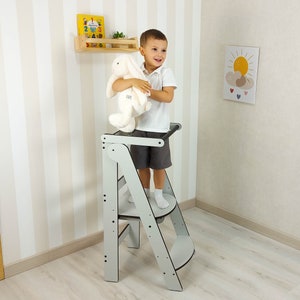 Muebles Montessori / Torre auxiliar de cocina niños / Altura ajustable / Diseño compacto / materiales seguros / Taburete de aprendizaje imagen 9