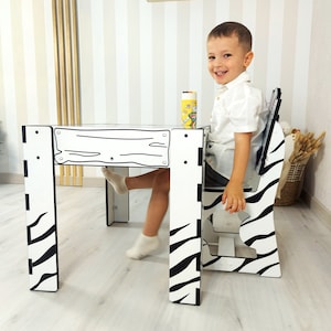 Toddler Play Table and Wooden Chair Set - Kids Furniture for Playroom Activities - Montessori Inspired, Unique Christmas Gift, Birthday Gift