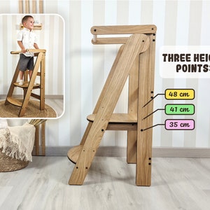 Muebles Montessori / Torre auxiliar de cocina niños / Altura ajustable / Diseño compacto / materiales seguros / Taburete de aprendizaje imagen 8