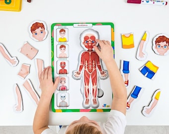 Puzzle de Anatomía de Madera — Juguete Montessori del Cuerpo Humano