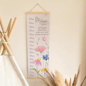 Meetlat wilde bloemen | maatstaf | Cadeau-idee | Gepersonaliseerd cadeau | Kinderkamerdecoratie