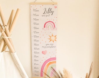 Barre de mesure "Arc-en-ciel 2" | bâton de mesure | Idée cadeau | Cadeau personnalisé | Décoration chambre d'enfant