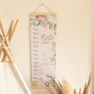 Meetlat "Bloemen" | maatstaf | Cadeau-idee | Gepersonaliseerd cadeau | Kinderkamerdecoratie