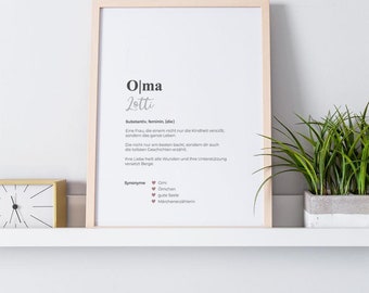 Definitionsposter "Oma 1 | Geschenkidee | Personalisiert  | individuelles Bild | Wörterbuch