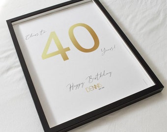 Metallic poster "Birthday" | Gold poster | Family poster | Personalized Poster | Wall decoration