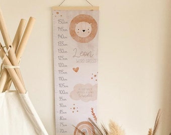 Barre de mesure "Lion" | barre | idée cadeau | Cadeau personnalisé | décor de pépinière