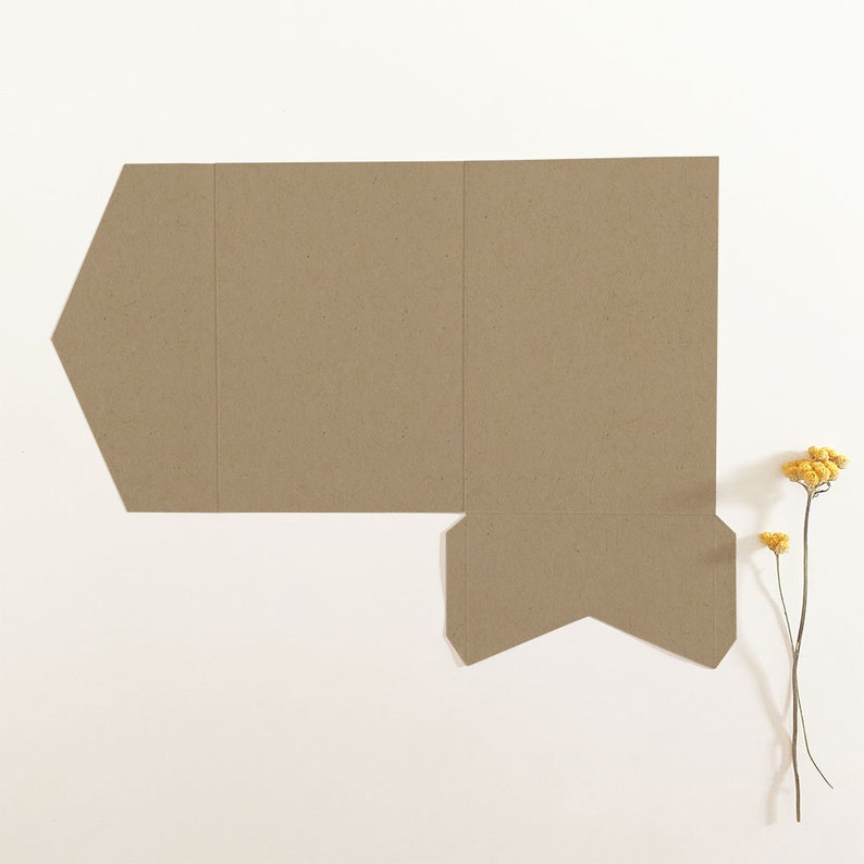 Blanko Pocketfold Karte B6 Recycling Natur 300gr | Einladung DIY Hochzeit Kraftpapier Umschlag image 6
