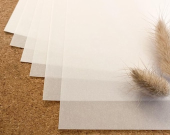 Papier cartonné « Blanc transparent » DIN A4 | Papier calque | Cartes d'invitation | Papeterie de mariage | feuilles de papier