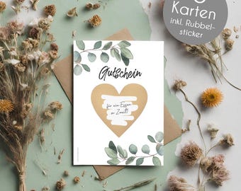 Scratch cards set of 5 DIN A6 "Eucalyptus" | Scratch cards | Postcards | Vouchers | Lucky ticket