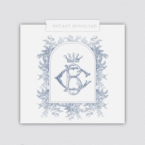 BC Hochzeitsmonogramm, CB Monogramm, Hochzeitslogo, B & C Hochzeitswappen, Monogramm Hochzeitswappen, Vintage französisches Monogramm, Digitales Hochzeitsmonogramm