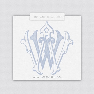 WW klassisches Monogramm, W-W Hochzeitsmonogramm, W-W Monogramm mit PDF, Vintage Monogramm, verschlungenes Monogramm, Hochzeitswappen, 2-Buchstaben-Monogramm