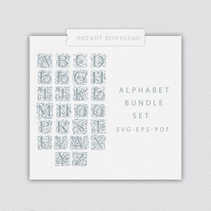 Conjunto de letras con monogramas, conjunto de monogramas vintage, letras de la A a la Z, descarga digital de monogramas