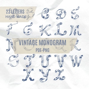 Conjunto de letras con monogramas, conjunto de monogramas vintage, alfabeto especial, letra ABCD, descarga digital de monogramas, conjunto de ABCD