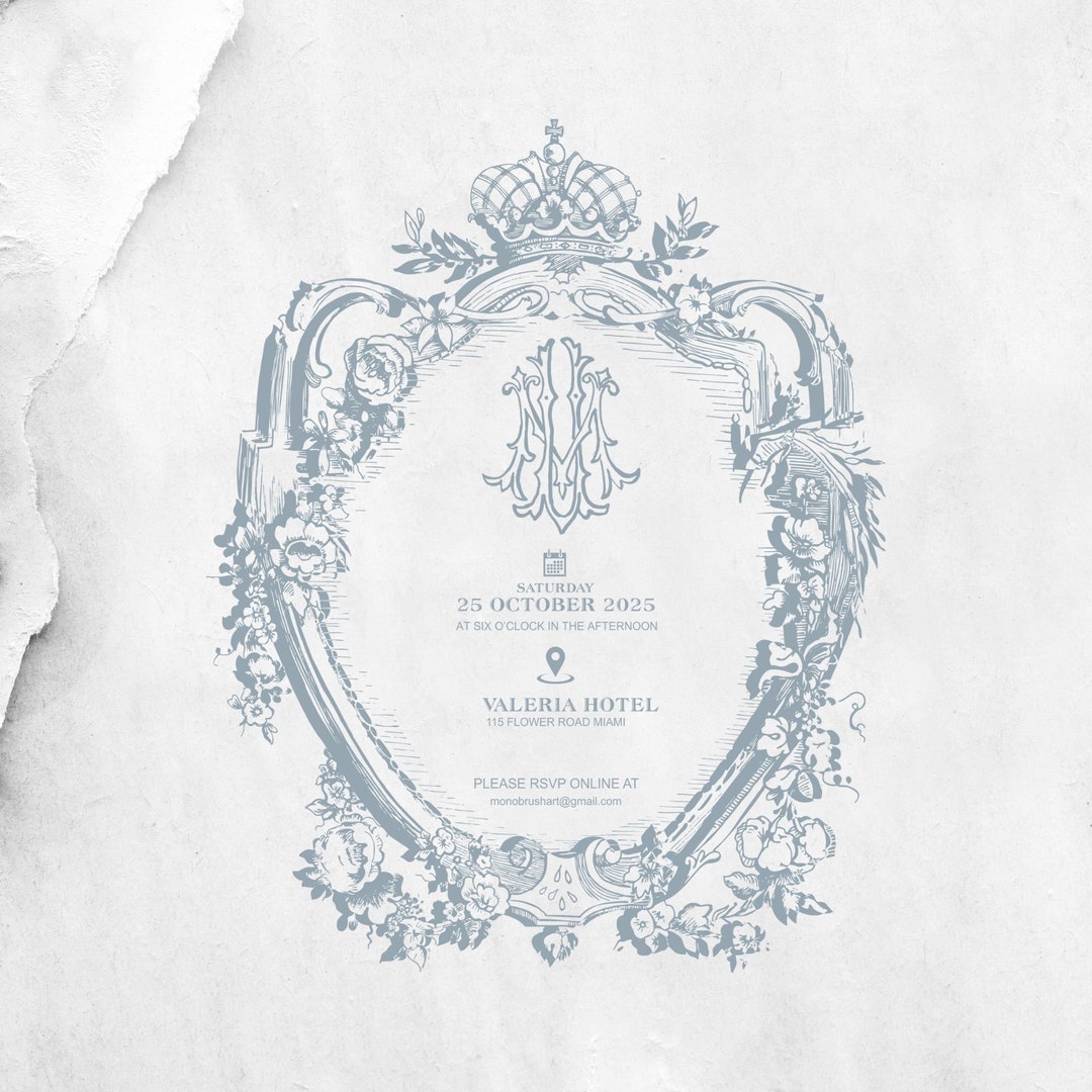 Wedding Invitation Personalized Wedding Invitation Monogrammed