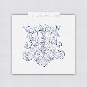 Monograma digital MT hecho a mano, Monograma digital especial TM, Diseño de monograma para boda M-T, Monograma T-M con PDF, Monograma dibujado a mano