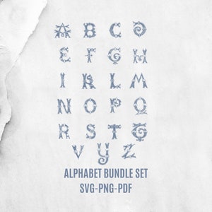 Conjunto de letras con monogramas, conjunto de monogramas vintage, alfabeto especial, letra ABCD, descarga digital de monogramas, conjunto de ABCD