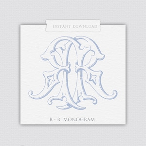 Monograma clásico RR, monograma de boda RR, monograma RR con PDF, monograma vintage, monograma entrelazado, escudo de boda, monograma de 2 letras