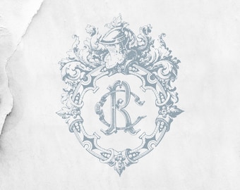 Vintage Wedding Crest: CR Digital Monogram Logo (Digital Download)