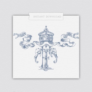 FT Digital Wedding Crests, TF Digital Monogram, Vintage Wedding Crests, Digital Wedding Logo, FT Monogram Crests