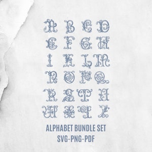 Monogram Letter Set, Monogram Bundle Set,Vintage Monogram,Special Alphabet, Monogram Letter ABCD, Monogram Digital Download, ABCD Bundle Set