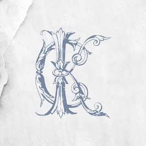 Monograma digital hecho a mano CK, monograma digital especial KC, diseño de monograma de boda C-K, monograma K-C con PDF, monograma de dibujo a mano