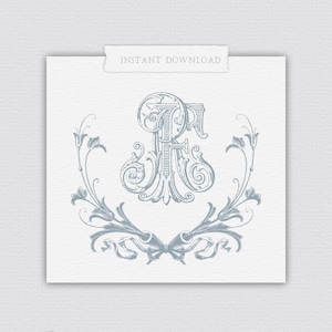 Vintage French RF Wedding Monogram Crest (Digital Download)