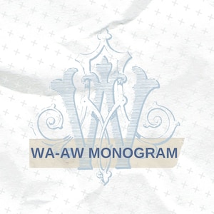 WA-AW klassisches Monogramm, Hochzeitsmonogramm, Monogramm mit PDF, verschlungenes Monogramm, klassisches Interlocking, Hochzeitswappen, 2-Buchstaben-Monogramm