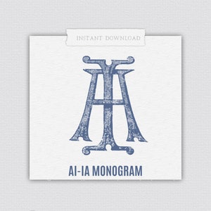 Monogramme classique AI, monogramme mariage IA, monogramme avec PDF, monogramme entrelacé, emboîtement classique, écusson de mariage, monogramme 2 lettres