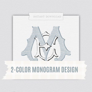 Klassisches Monogramm, Hochzeitsmonogramm, Monogramm mit PDF, ineinander verschlungenes Monogramm, klassisches ineinandergreifendes, Hochzeitswappen, 2-Buchstaben-Monogramm