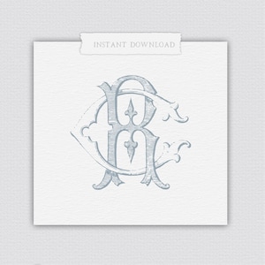 Vintage CR-RC Wedding Monogram: Classic Intertwined Design (PDF)