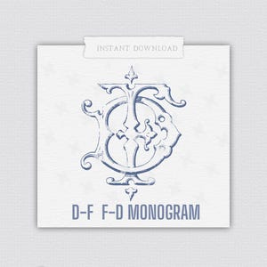 DF Klassisches Monogramm, LD Hochzeitsmonogramm, Monogramm mit PDF, verschlungenes Monogramm, klassisches Interlocking, Hochzeitswappen, 2-Buchstaben-Monogramm