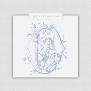 O Anjo Alfabeto Vintage, Monograma de Casamento O, Decoração de Quarto de Bebê O, SVG Digital O, Carta de Anjo