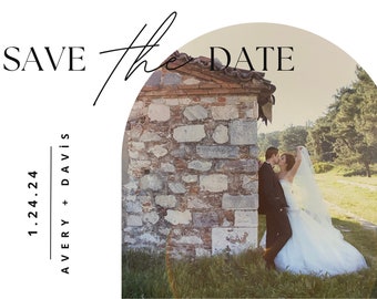 Digital Wedding Invitation, Minimalist Wedding Invitation, Photo Save the Date Invite, Modern Save the Date Cards