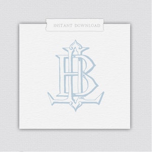 BL Classic Monogram, LB Wedding Monogram, Monogram with PDF, Intertwined Monogram, Invitation Design, Wedding Crest, 2 Letter Monogram