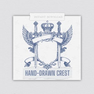 Hand Drawn Wedding Crest: Personalized Invitation Design (Digital Download), Vector Drawing