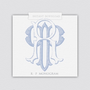 RP Klassisches Monogramm, R-P Hochzeitsmonogramm, R-P Monogramm mit PDF, Vintage Monogramm, verschlungenes Monogramm, Hochzeitswappen, 2 Buchstaben Monogramm
