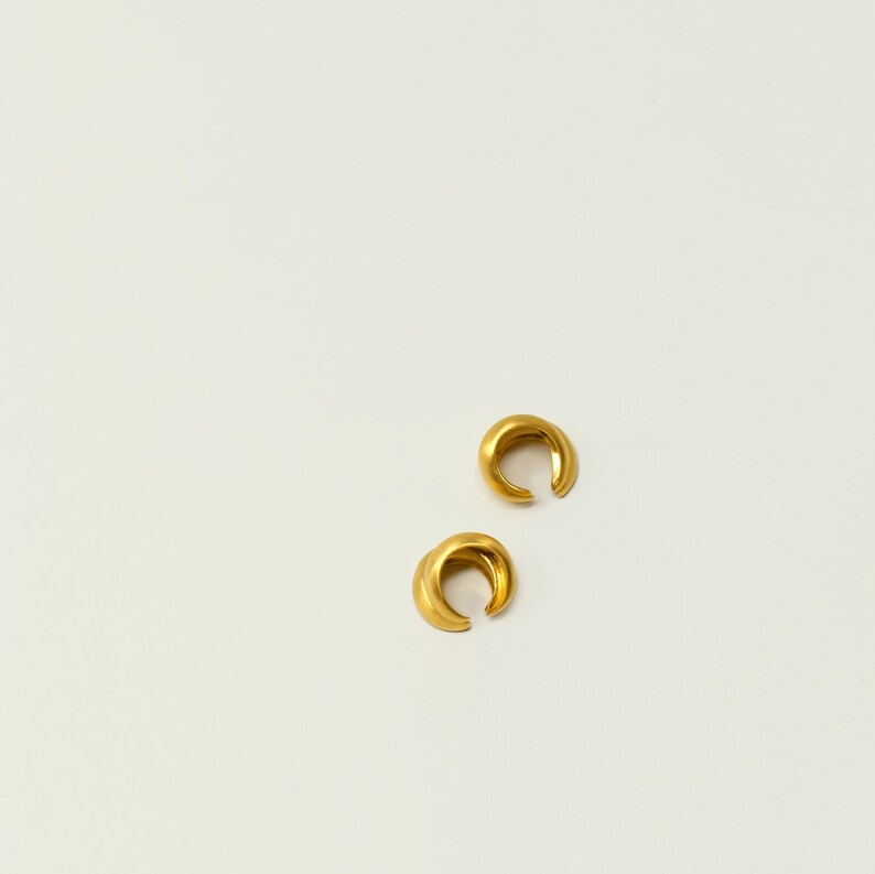 Golden Thick Ear Cuff No Piercing, Ear Bar, Set, Gold Vermeil, Sterling Silver, Bold Statement Unique Vintage Inspired Minimalist image 3